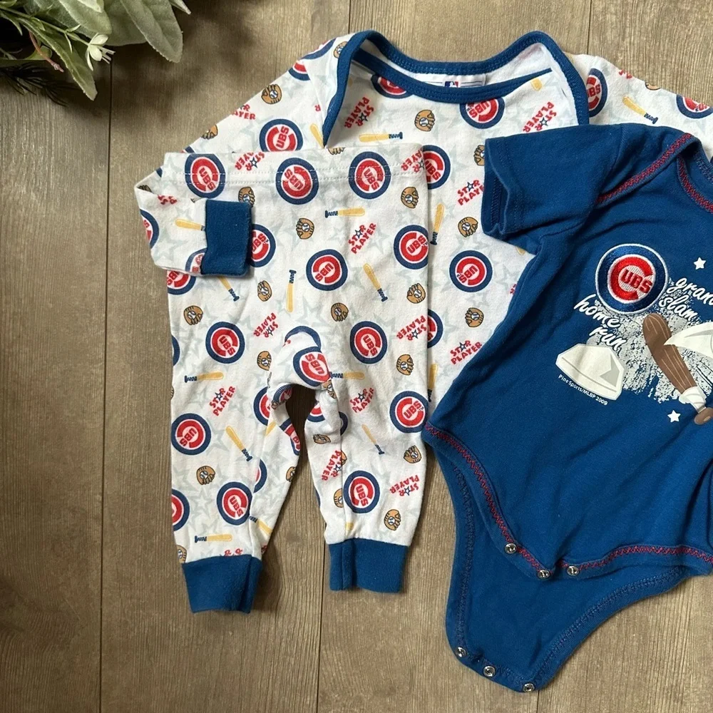 Chicago Cubs Baby Boy Clothes 3 Piece Mix Match Outfit Set- Pajamas & Bodysuit
